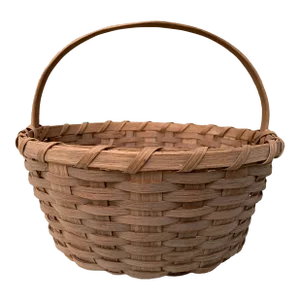 Antique Early 20th Century American Splint Oak Gathering Basket