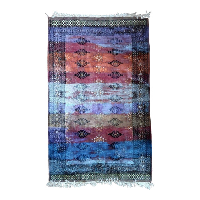 1950s, Contemporary Artistry Meets Vintage Bukhara Rug, 3.1' X 5' For Sale