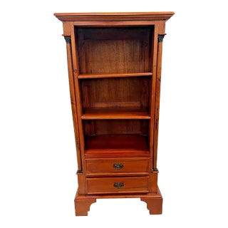 1960s Mahogany Bookcase With Side Columns Two Dove Tail Drawers Removable Shelves For Sale