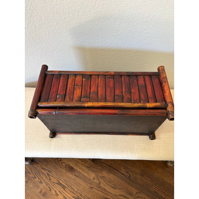 Vintage Tortoiseshell Bamboo Rectangular Planter Box For Sale - Image 4 of 12