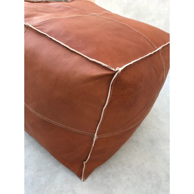 Not Yet Made - Made To Order Square Brown Leather Handmade Moroccan Pouf For Sale - Image 5 of 9