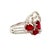 Ruby Diamond 18k White Gold Hearts and Flower Motif Ring, Size 7.25 For Sale - Image 4 of 9