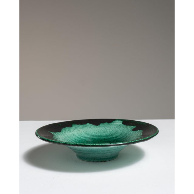 1960s France Teal Ceramic Serving Bowl For Sale In Greensboro - Image 6 of 15