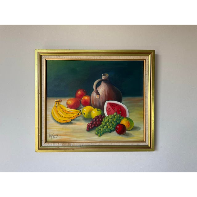 Wood 1990’s Arquímedes Still Life Oil on Canvas Painting – Dominican Republic Artist For Sale - Image 7 of 11