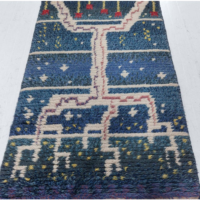 Doris Leslie Blau Mid-20th Century Swedish Navy, Red Handmade Pile Rug For Sale In New York - Image 6 of 9