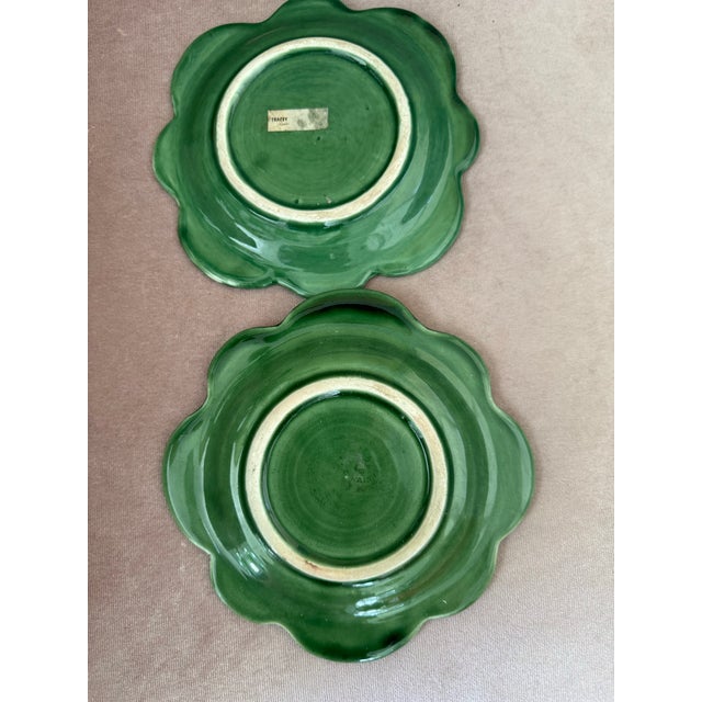 Bordallo Pinheiro Vintage Bordallo Pinheiro Green & White Cabbage Leaf Dessert Plates, Set of 2 For Sale - Image 4 of 5