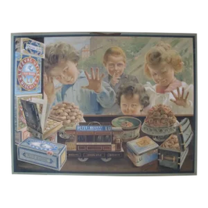 1905 Original French Advertising Carton - Petit Beurre Lu (Children Looking Into Store Window)