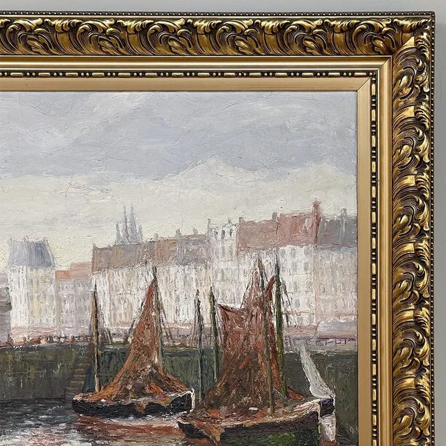 Antique Framed Oil Painting on Canvas by G. Hodeige Dated 1936 For Sale In Dallas - Image 6 of 13