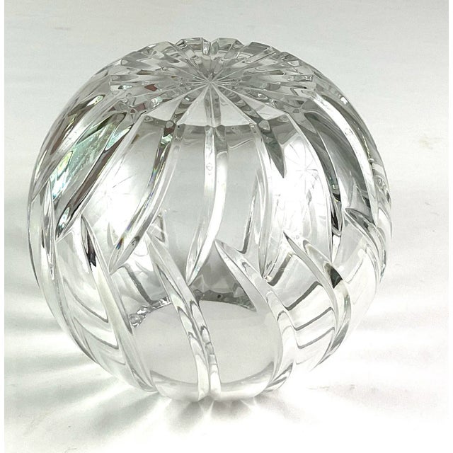 Mid-century modern cut glass rose bowl Unique cut that start on the bottom and twist towards the top -very unusual