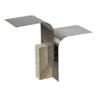 Tau 2.0 Coffee Table in Raw Aluminum & Giallo Distria Marble by D´ARK Atelier For Sale