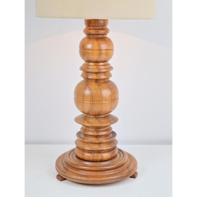 Brutalist Spindle Table Lamp in Turned Oak, 1960s For Sale - Image 4 of 8