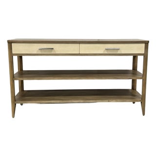 Theodore Alexander Modern Cream Shagreen Laszio Console Table For Sale