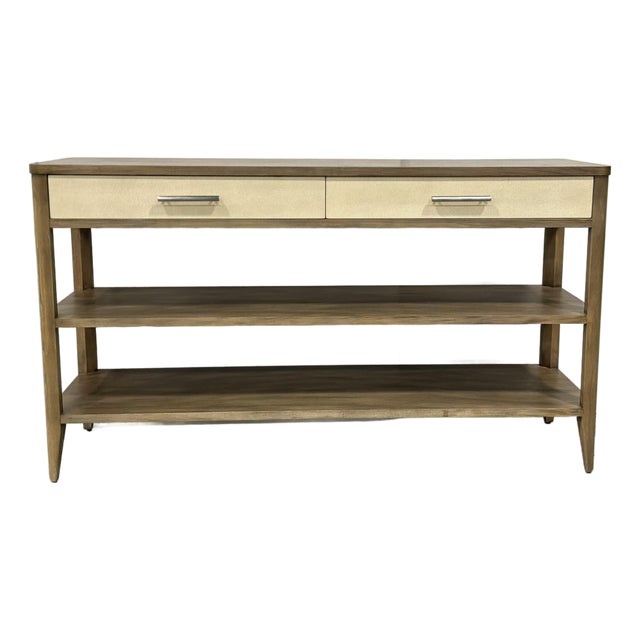Theodore Alexander Modern Cream Shagreen Laszio Console Table For Sale
