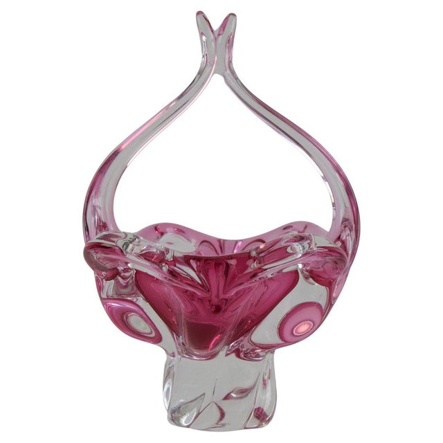 Mid-Century Czech Art Glass Basket Bowl by Josef Hospodka, 1970 For Sale - Image 9 of 9