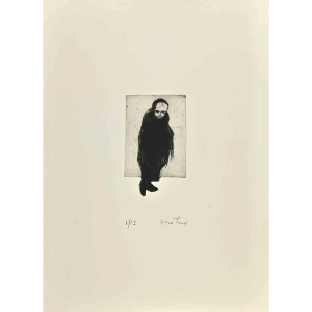 The Sicilian is an Etching realized by Enotrio Pugliese in 1963. Limited edition of 13 copies numbered and signed by the...