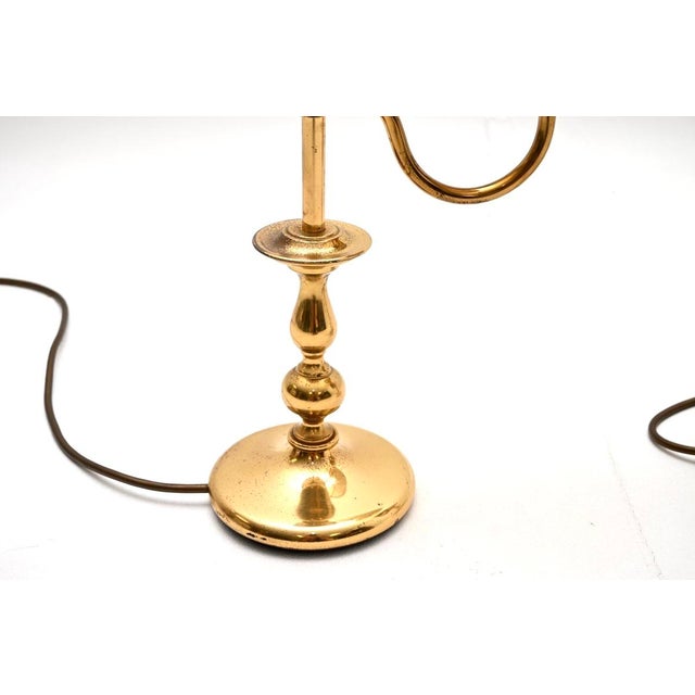 Vintage Brass Table Lamps with Velvet Shades, 1970, Set of 2 For Sale - Image 6 of 8