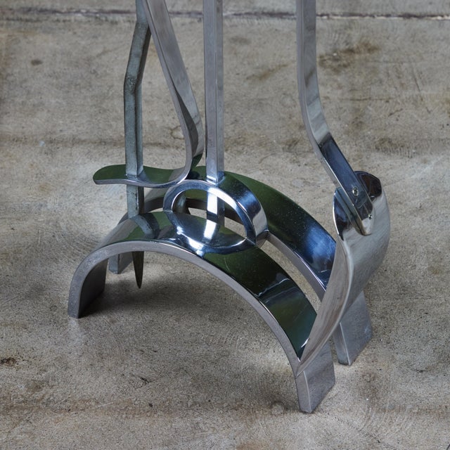 Donald Deskey Style Nickel Plated Fireplace Tool Set For Sale - Image 11 of 11