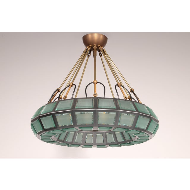 Chandelier in Brass, Aluminum, and Glass by Max Ingrand for FontanaArte, Italy, 1970s For Sale - Image 9 of 12