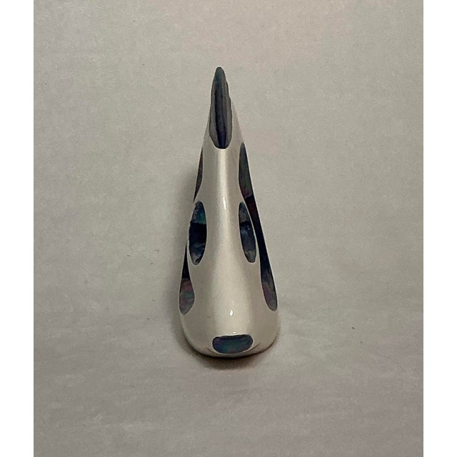 Vintage ornamental very large ceramic fish figurine dating from the mid-to-late 20th century. Features creamy-white high...
