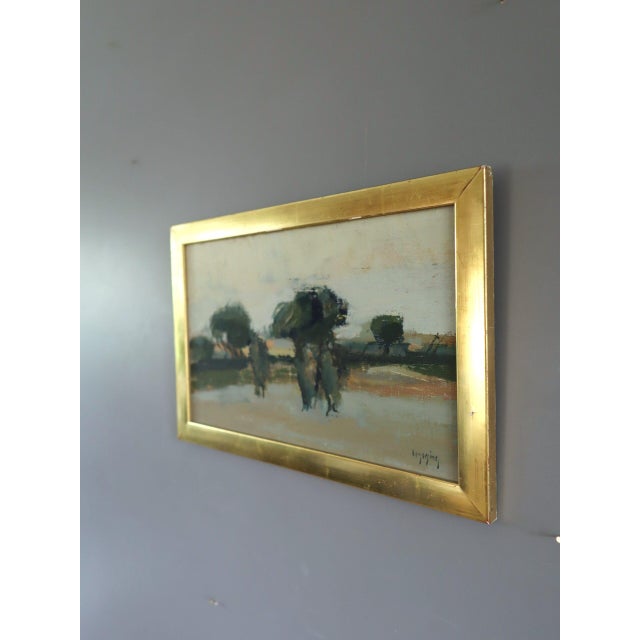 Mid 20th Century 1946 Mid-Century Modern 'Grove in Repose' Mini Abstract Landscape Oil Painting by Swedish Artist Ivar Morsing (1919-2009), Framed For Sale - Image 5 of 12