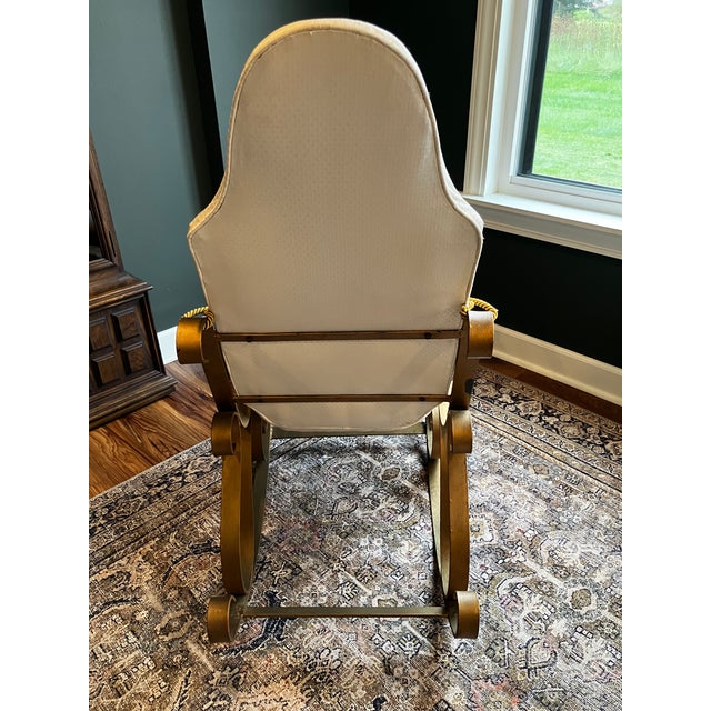 Vintage Hollywood Regency Gilt Metal Ribbon Rocking Chair For Sale - Image 15 of 17