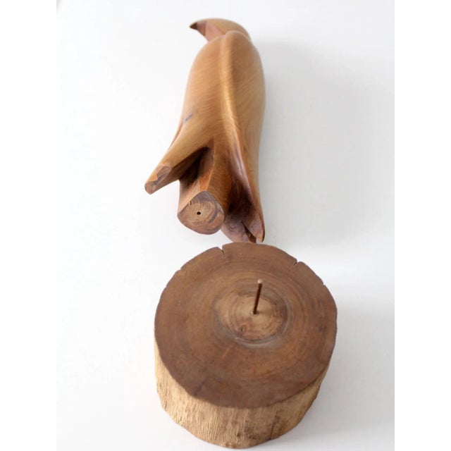 Vintage Hand-Carved Wood Eagle Sculpture Ca 1978 For Sale - Image 4 of 11