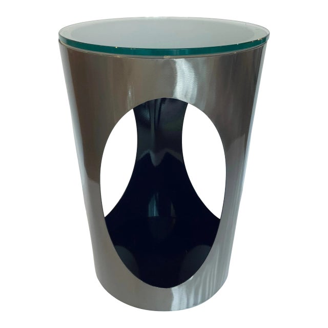 Johnston Casual Stainless Steel Round Urban End Table For Sale