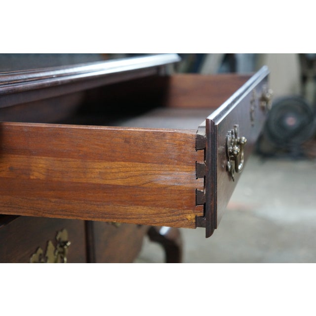 Vintage Queen Anne Chippendale Style Cherry Lowboy Chest Console Hall Table For Sale - Image 11 of 18