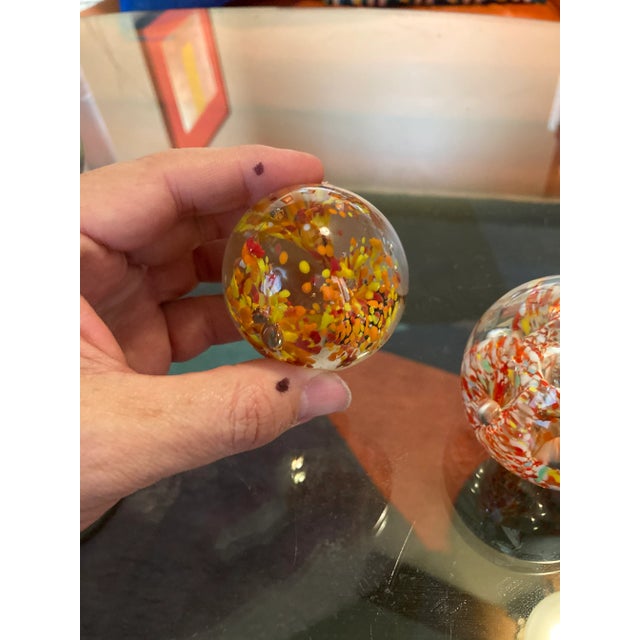 Vintage flower power 1960’s fun paper weight’s. Orange and yellow colors. 1. 2.5” 2. 2”
