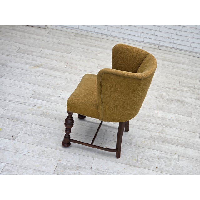 Vintage Danish Lounge Chair in Green Furniture Velour and Oak, 1950s For Sale - Image 13 of 18