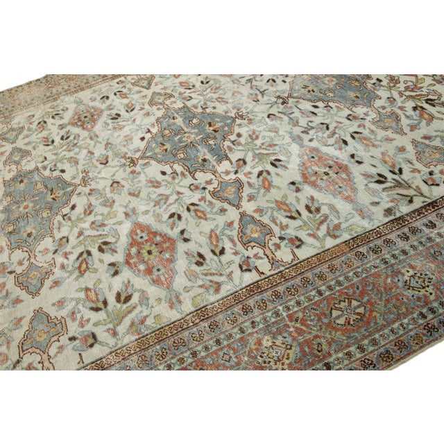 Textile 19th Century Persian Mahal Wool Rug in Beige Featuring an Allover Pattern For Sale - Image 7 of 10