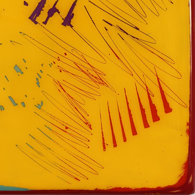 Wood The Window 357 - Yellow Mixed Media Acrylic and Resin Painting on Wood Panel Original Minimalist Artwork by Ricky Hunt For Sale - Image 7 of 9