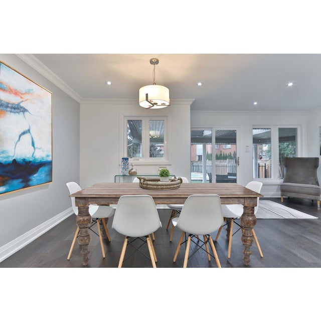 Wood Distressed Farm House Dining Table For Sale - Image 7 of 10