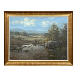 Joop Smits, River Landscape Painting with Mountains & Trees by 20th Century Dutch Artist, 1995 Circa