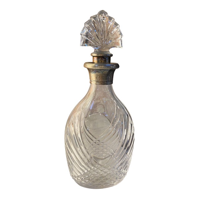 1950s Decorative Italian Crystal Bottle For Sale