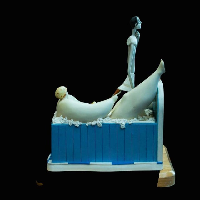 Peekaboo Figural Resin Sculpture in the style of Sarah Jane Szikora For Sale - Image 15 of 16