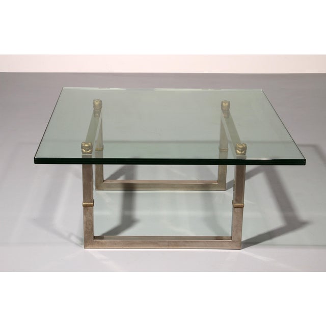 Goldenrod Model Biri T29 Coffee Table with Stainless Steel Frame by Peter Ghyczy, 1986 For Sale - Image 8 of 13