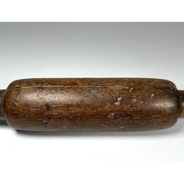 Antique Wooden Rolling Pin: Primitive Farmhouse Kitchen Decor For Sale - Image 6 of 9