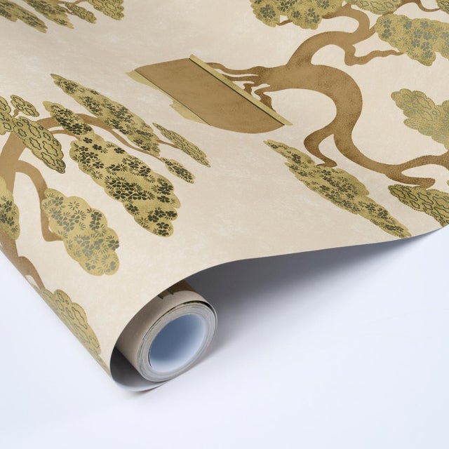 Schumacher Sample - Schumacher Bonsai Tree Wallcovering In Neutral For Sale - Image 4 of 5