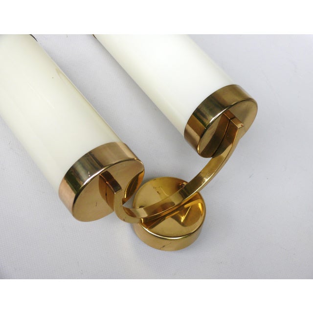 Bauhaus Minimalist Wall Lights in Brass and Glass Cylinder, 1930s, Set of 2 For Sale - Image 18 of 18