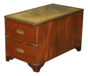 British Military Campaign Brass-Bound Cabinet or Low Table With Leather Top