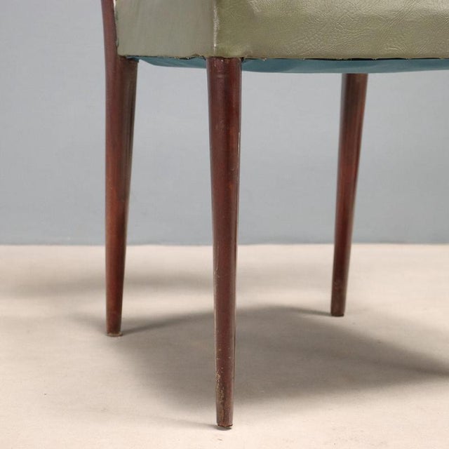 Vintage Painted Beech and Leatherette Chairs, Italy, 1960s, Set of 8 For Sale - Image 5 of 8