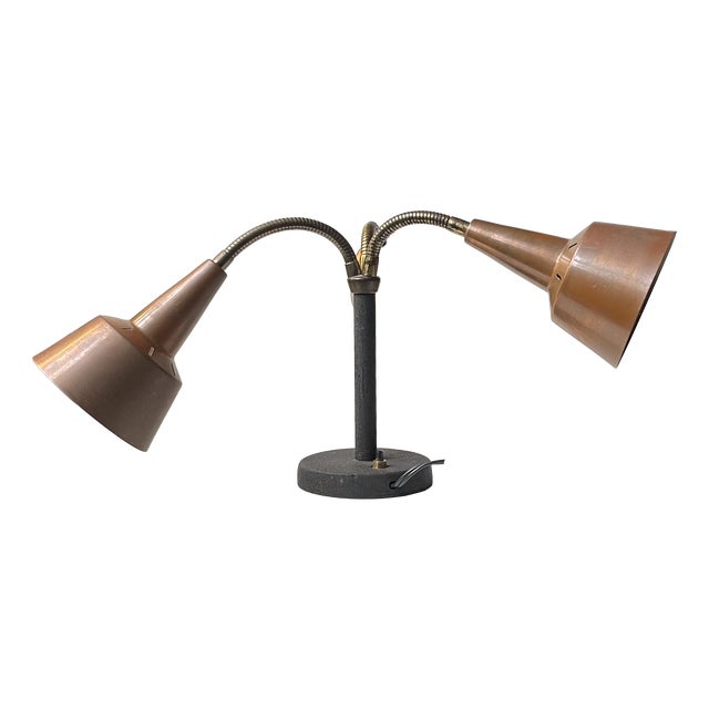 Mid-Century Copper 3-Shade Table Lamp by E. S. Horn, 1950s For Sale