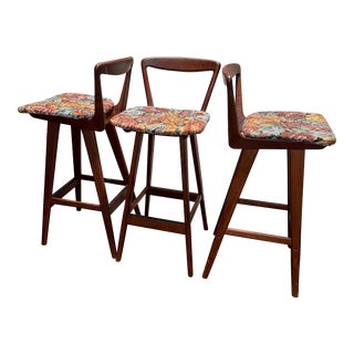 1950s Rosengren Hansen Danish Modern Bar Stools - Set of 3 For Sale