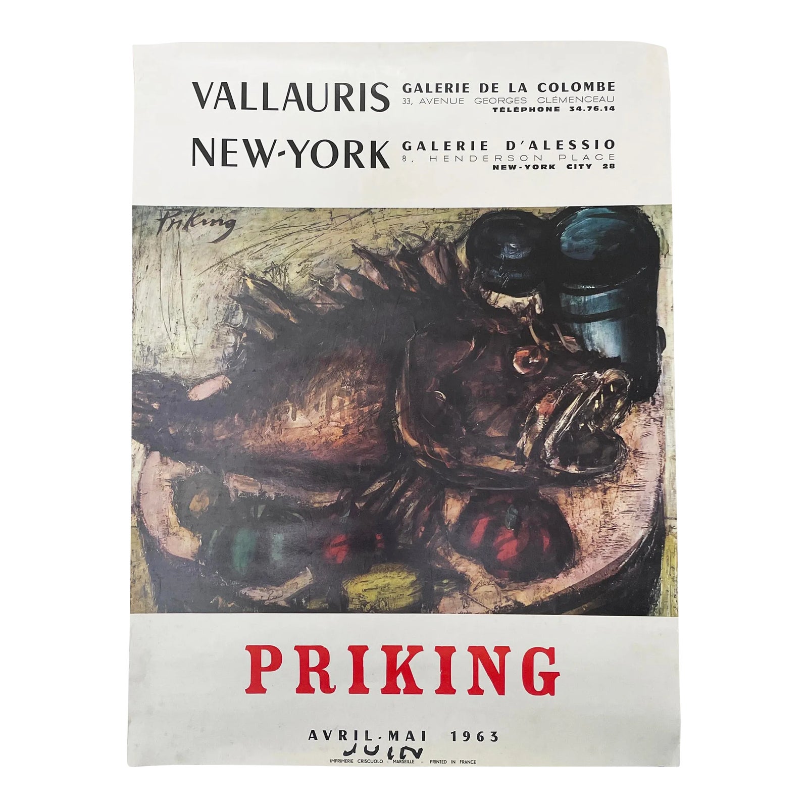 1963 Vallauris / New York Gallery Poster – Franz Priking | Chairish