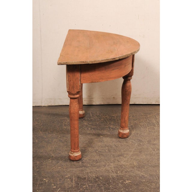 Brown Swedish 19th C. Demi-Lune with Robust Legs For Sale - Image 8 of 10