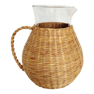 Woven Wicker Wrapped Pitcher For Sale