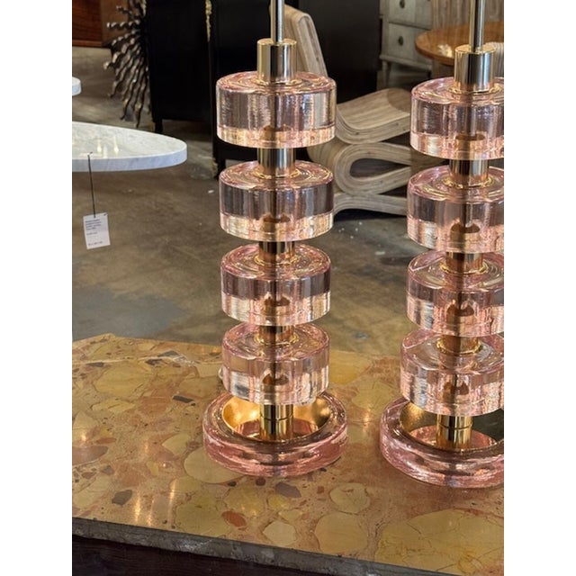 Pair of Murano Glass Disc Lamps For Sale - Image 4 of 7