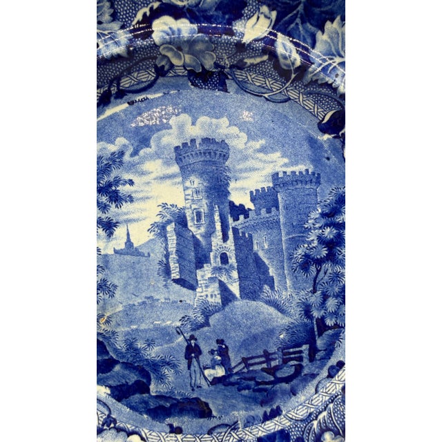 Early 19th Century A Blue Dark Transfer Decorated Staffordshire Plate "Part of Goodridge Castle, Kent", by Enoch Woods, Circa 1830's For Sale - Image 5 of 14