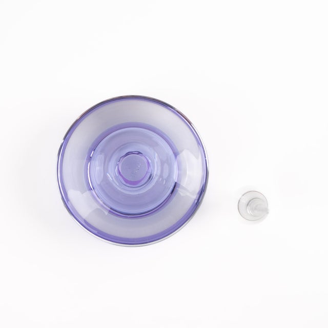 Glass Vintage Light Purple Glass Perfume Bottle With Clear Stopper For Sale - Image 7 of 12
